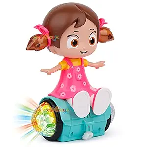 zest 4 toyz 360 degree rotating musical dancing girl doll activity play center toy with flashing lights and bump and go action for kids early learning and educational (Plastic,Multi color,Pack of 1)