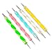 Hrhyme 5Pcs 2 Way Dotting Pen Tool Nail Art Tip Dot Paint Manicure Kit - Multicolor