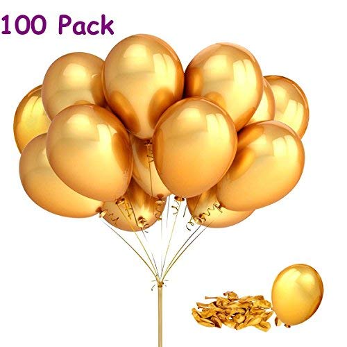Joykey 12 pulgadas de globos de partido de dorado para el festival de bodas de cumpleaños, 100 piezas de látex Globos