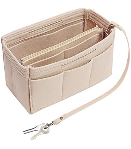 Soyizom Vilten Handtas Organizer Portemonnee Organizer Vilt Insert Tas Organizers Multi Zakken Tote Tas in Tas voor Vrouwen, Koffie-XL