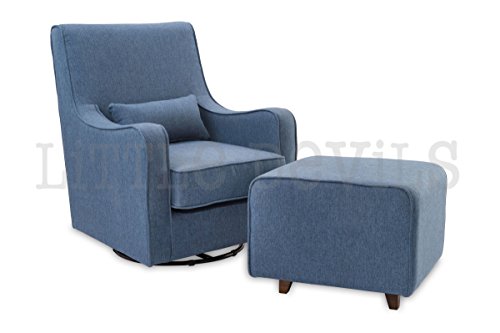 The NEW Hush Hush 360 Swivel Glider/Rocking Nursing Chair (in Blue) - The Modern Glider that combines simple lines with exceptional comfort