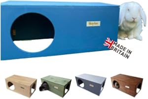 Hop Inn Rabbit Tunnel Hides Cat Hideout Shelter 60cm x 30cm x 25cm for Large Medium and Small Pals, Protek Pet Friendly Paint, Built to Last - All Weather (Mariner Blue) Handcrafted in the UK
