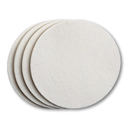 Glasuntersetzer groß, Untersetzer aus Filz (Wollfilz), reinweiß, 12,5 cm Durchmesser, 4 mm dick, auch zum Basteln, Dekorieren und als Wanddeko geeignet, für Blumentöpfe oder Flaschen - 4 Stück