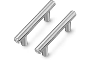 Ravinte 10 Stück Silber Möbelgriffe T Bar Griffe für Küchenschränke 64mm Lochzentrum Schrankgriffe Griffe Rostfreier Edelstahl Möbel Türgriffe