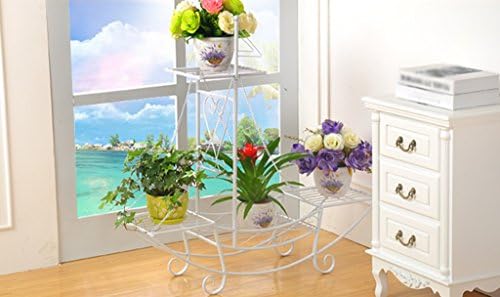 HJHY® Flower racks, Iron living room balcony Boat shape Flower shelf Flower pot rack 76 * 24 * 74cm Corrosion-resistant, durable ( Color : White , Size : 86*23*90cm )