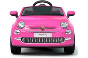 MR J TOYS&MORE MrJ Fiat 500 Auto Elettrica per Bambini con Telecomando - Macchinina Cavalcabile Monoposto 12V con Porte Apribili, Funzioni Multimediali e Luci LED - Ideale per Bambini (Rosa)