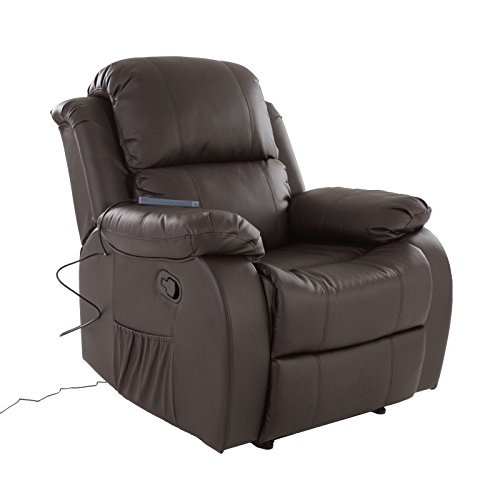 Preisvergleich Produktbild Fernsehsessel mit Vibrationsmassage Kunstleder braun Wärmefunktion und Fernbedienung