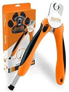 Mighty Paw Dog Nail Clippers | Pet Nail Trimmers & Nail File Set Includes a Built-in Safety Guard to Avoid Cutting Too Short. Stainless Steel Blade & Ergonomic Handle. Vet Recommended. (Orange)