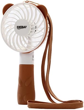 EMEBAY - Portable Handheld Mini Fan Personal Electric Cooling Fan USB Rechargeable Battery Powered Desk Fan Strong Airflow for Home & Travel (Brown)