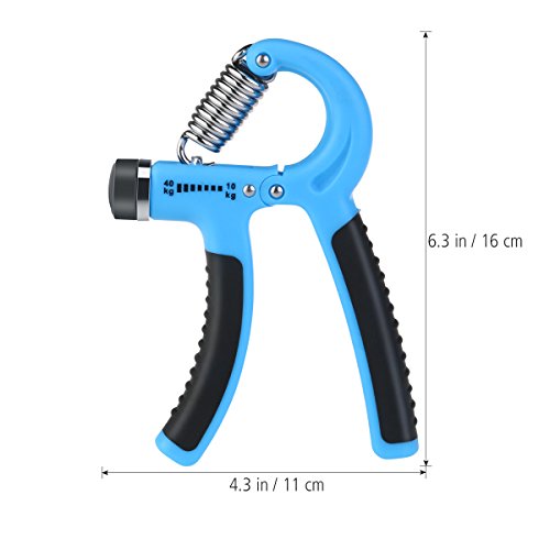 BESTOMZ 2 Stück Handtrainer Fitness Fingerhantel Fingertrainer Handgriff 20-88 Lbs (10-40 kg) Einstellbar Blau - 4