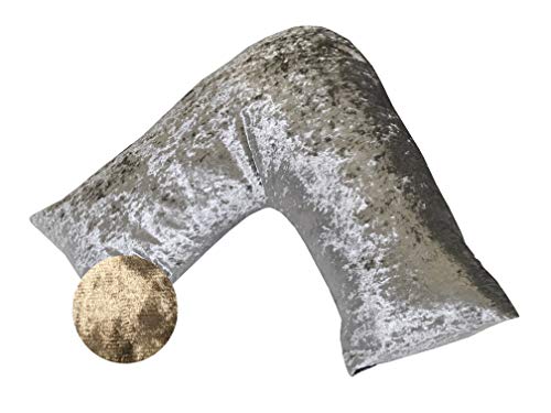 Lancashire Textiles Luxury Crushed Velvet V-Shaped Pillowcase – Soft, Lightweight & Glamorous Pillowcase for V-Shaped Support Pillow – Ideal For Pregnancy and Breastfeeding [Colour - Champagne]