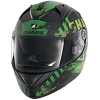 SHARK Ridill SKYD KGG Casco de Moto, Negro/Verde, Talla XS