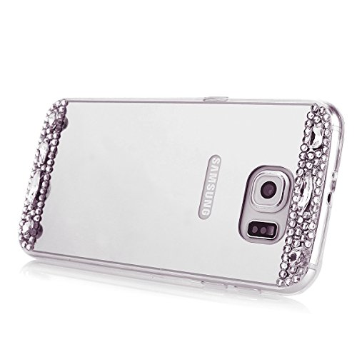 Galaxy S7 Hülle,Galaxy S7 Schutzhülle,Galaxy S7 Case,ikasus® [Bling Glitzer Kristall Strass Diamant Spiegel Hülle] Galaxy S7 Silikon Hülle,Glänzend Glitzer Kristall Strass Diamanten Überzug Mirror Spiegel Muster Stoßdämpfend TPU Silikon Schutz Handy Hülle Case Tasche Silikon Crystal Case Schutzhülle Etui Bumper für Samsung Galaxy S7 – Silber - 4