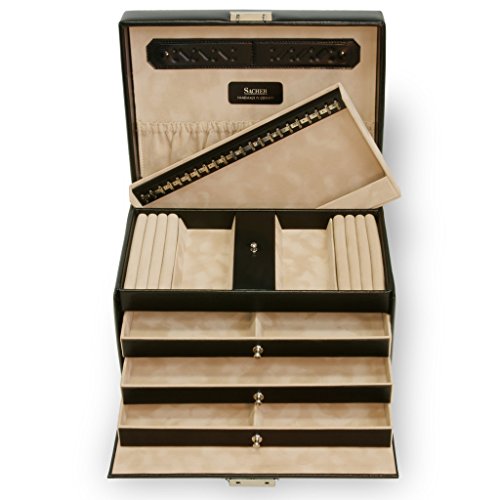 SACHER Schmuckkoffer Julia / schwarz, Leder / handmade in Germany - 7