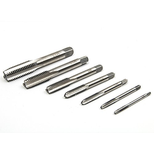 Fortag 7 tlg HSS Gewindebohrer metrischer Gewindeschneidsatz Maschinengewindebohrer Handgewindebohrer Maschinenspirale Handhahn Bohrer Satz M3-M12 - 2