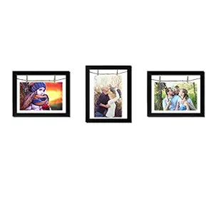 Random Photo Frames with Jute Rope (Synthetic Wood, 23 cm X 28 cm X 3.81 cm, Black, 3 Piece)