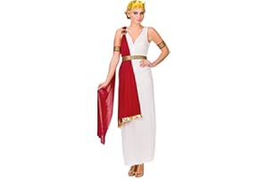 WICKED WICKED Ladies Red & White Glamorous Ancient Roman Lady Fancy Dress Costume