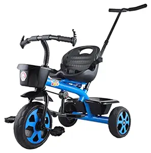 Toyzoy Pluto Kids Trike|Tricycle with Parental Push Handle for Kids|Boys|Girls Age Group 2 to 5 Years, TZ-548 (Black & Blue)