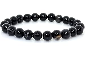 FELICIDADE Bransoletka z onyksu, kamienie naturalne, koraliki 8 mm, kamienie szlachetne, bransoletka męska, biżuteria mineralna, prezent, ochrona litoterapii, prezent urodzinowy dla kobiety, 18 cm, onyks, Onyks