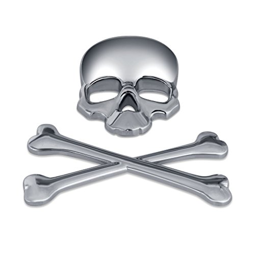 1pcsx Plata 3d 3m cráneo del metal Skeleton Crossbones Diseño etiqueta engomada del coche etiqueta cráneo insignia del emblema de bici de la motocicleta