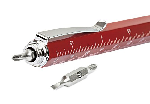 Wedo 2614201902 Touch Stift Multi-Tool (mit Kugelschreiber, Duo-Bit Schraubenzieher für Schlitz- und Kreuzschrauben cm / Zoll Lineal) rot - 2