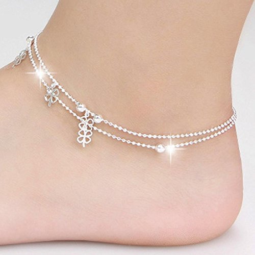 Fußkette, Ularmo Vier-Blatt Klee Knöchel Armband Strand Fuss Schmuck - 2