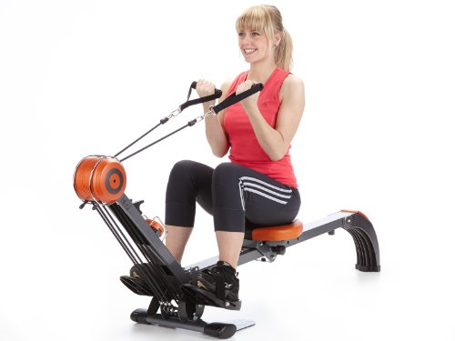 skandika Rudergerät Regatta Regatta Multi Gym Poseidon SF-1150, Geräusch-/Wartungsarmes Bremssystem über polyfiber Zugsystem, zusammenklappbar, Multifunktionstrainingscomputer, schwarz/orange - 5