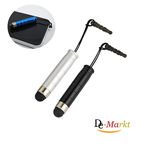 2xDemarkt Metall Stylus Stift Min Stylus Pens Touch Pen für iPhone iPad itouch Samsung HTC Stylus Pen Silber +Schwarz