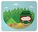 Produktbild Girl Scouts Mouse Pad, Cartoon Girl Beside The Bonfire Happy Camper Illustration Summer Activities, Standard Size Rectangle Non-Slip Rubber Mousepad, Multicolor