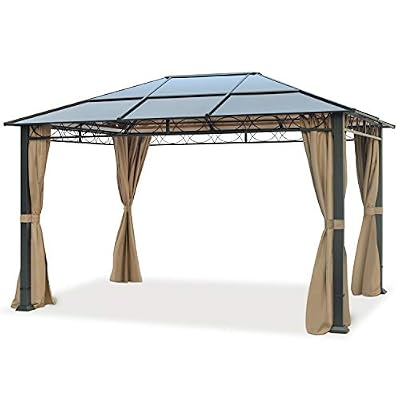 TOOLPORT Pavillon de Jardin Pavillon ALU Deluxe imperméable de 3x4 m avec Tente de réception à 4 côtés en Toit en PC translucide Bronze
