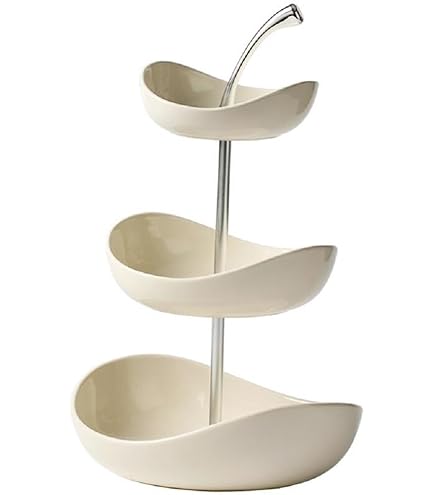 Présentoir à Fruits 3 Niveaux En Céramique Émaillée Bleu - Gain De Place - Compatible Lave-Vaisselle Et Micro-Ondes - DUJUST
