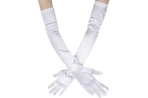 Ancokig Gant de Soirée Femme Gant Long Satin Gant Mariage Satin Accessoire de Robe Année 1920 Style Classique pour Mariage Soirée Opéra Taille Élastique