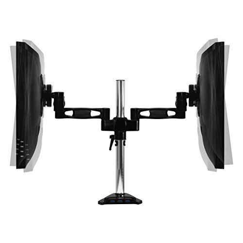 ARCTIC – Z2 Pro (EU) – Doppelter Monitorarm zur Befestigung am Schreibtisch – VESA 75 x 75 / 100x 100 – Neigbar und Schwenkbar – Für 13″ – 27″ Zoll Monitore und Fernseher – Inklusive 4 Port USB Hub mit Netzteil - 9