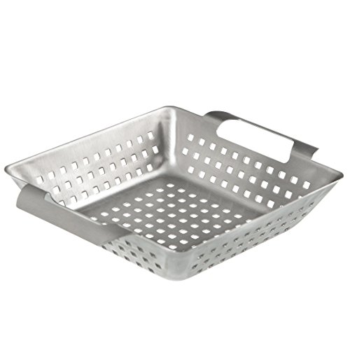 Bruzzzler Grill-Korb aus Edelstahl, für Grill und Backofen, bräunt Fleisch, Fisch und Gemüse gleichmäßig