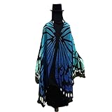 Overdose 197*125CM Frauen Weiche Gewebe Schmetterlings Flügel Schal feenhafte Damen Nymphe Pixie Kostüm Zusatz (197*125CM, Blau) -