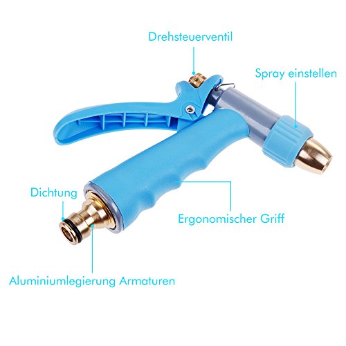 Rovtop Verstellbarer Garten Handbrause Hochdruck Gartenbrause Wasserdurchfluss für Garten Bewässerung Robust und Leistungsstark - 3