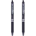 Pilot Frixion Clicker 0.7mm Fine Point Roller Ball Pen with Comfortable Dimpled Grip & Inbuild Eraser | Black Ink, Pack Of 6