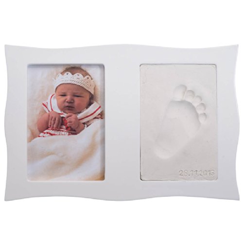2-teiliges Bilderrahmen Abdruckset für Foto und Baby-Abdruck (Geschwungener Rahmen)