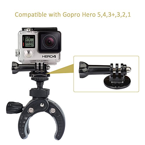 UTEBIT DSLR Camera Clamp Max Load 2.5Kg + Cellphone Tripod Adapter Set 5.4-10.2cm Smartphone Tripod Mount for 4-6.8 Inch Phone 17-35mm Bicycle Handlebar Mount for Pipe, Bike Motorcycle Handbar