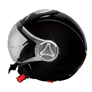 Mavox OX 10 Open Face Helmet With plain visor (Glint Black, L)