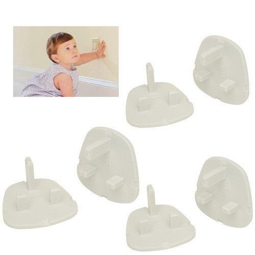 NEW 6 X PLASTIC CHILD BABY PROOF PLUG SOCKET SAFETY PLUG COVERS COVER PROTECTORS EASY TO FIT 3 PIN WHITE SAFE GUARDS PACK OF 6
