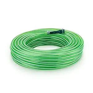 Garbnoire 20M 0.75Inch PVC Green Striped Pipe| Lightweight, Durable & Flexible| Accessories Hose Connector & Clamps| Watering Garden, Cleaning| Outdoor-Indoor Use (20 Meter (65.6 ft))