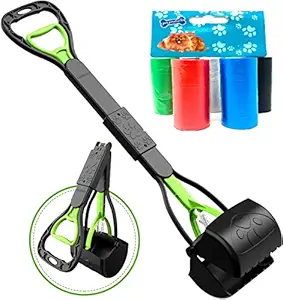 Pet Believe Scooper 24 Inch Length with Free Poop Waste Pickup Bags 5 Rolls, Pet Waste Potty Picker for Dog and Cat Waste (Color May Vary)