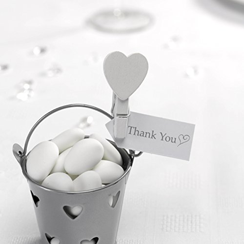 Deko-Klammern „Herz“, weiß, klein, 20 St. – Deko-Klammern mit weißem Herzen verziert - 2