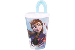 ILS I LOVE SHOPPING Bicchiere Sport con Cannuccia e Coperchio 430 ml per Bambini in plastica senza BPA (Frozen 2)