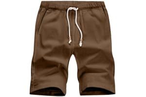 JMIERR Herren Sommer Beach Shorts - Casual Leinen Kurze Hosen Baumwolle Sport Short Elastische Taille mit Taschen