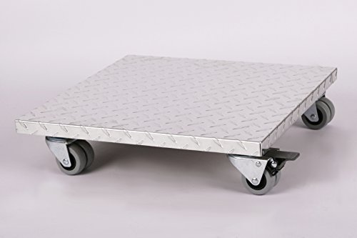 Möbelroller / Pflanzenroller (Profi) 50x50 cm, ALU, 300kg, Doppelrollen + Bremse, Marke: Szagato, Made in Germany (Design-Pflanzenroller Transportroller Rollbrett)