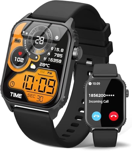 TRAUSI Smart Watches Uomo Donna 1.8 Pollici HD Smartwatch con 120 Modalità Sportive, Frequenza Cardia/Monitor Dormire, IP67 Impermeabile Chiamata Bluetooth & Controllo Musica per iPhone/Android (Nero)