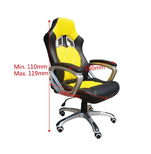 BTM High Back Executive Swivel Computer Desk Office Chair Racer Gamer Chair Yellow / Black