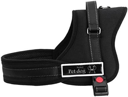 Larger-breed Dogs Harness Vest, Sinbury® Black Adjustable Soft Padded Non Pull Dog Harness Vest for Dog Training or Walking - S